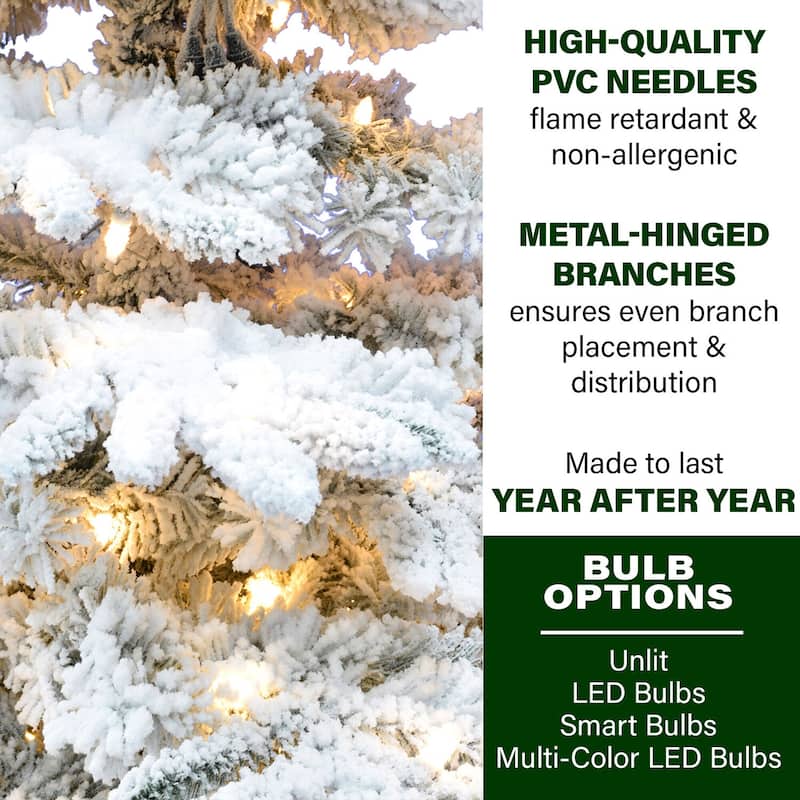 Fraser Hill Farm Platic/Metal 7.5-foot Flocked Mountain Pine