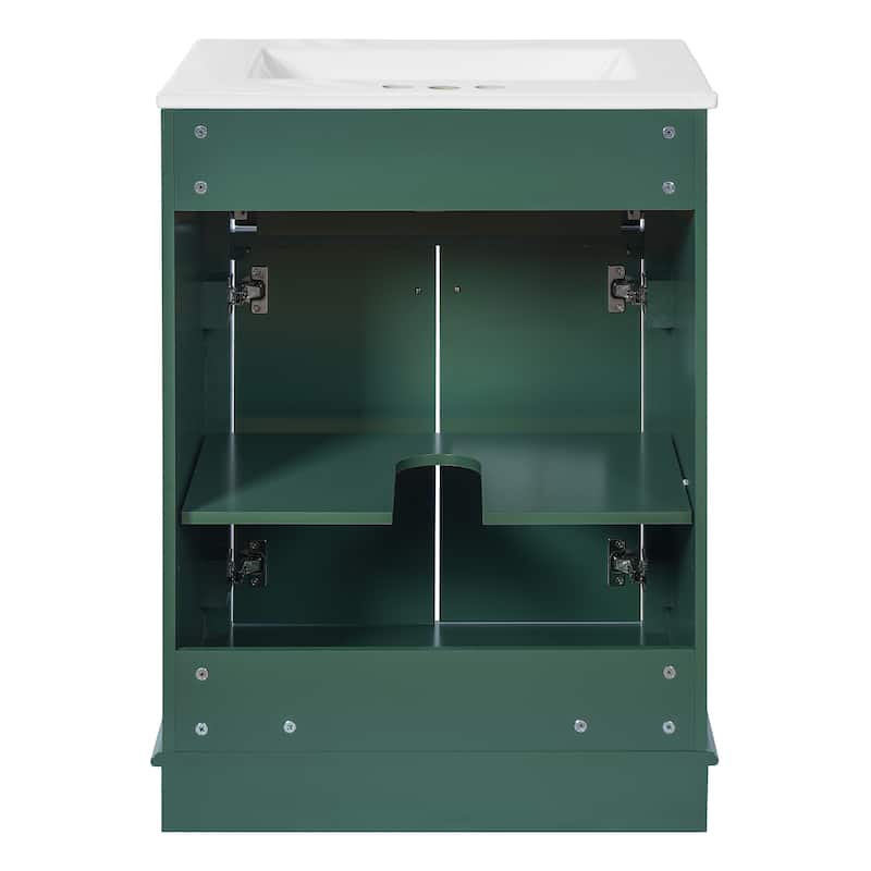 24" Freestanding Bathroom Vanity with White Integrated Ceramic Sink - 24'' x 18.5'' x 33''