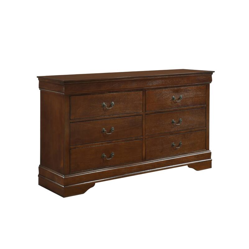 6 Drawer Wooden Dresser In Contemporary Style, Brown