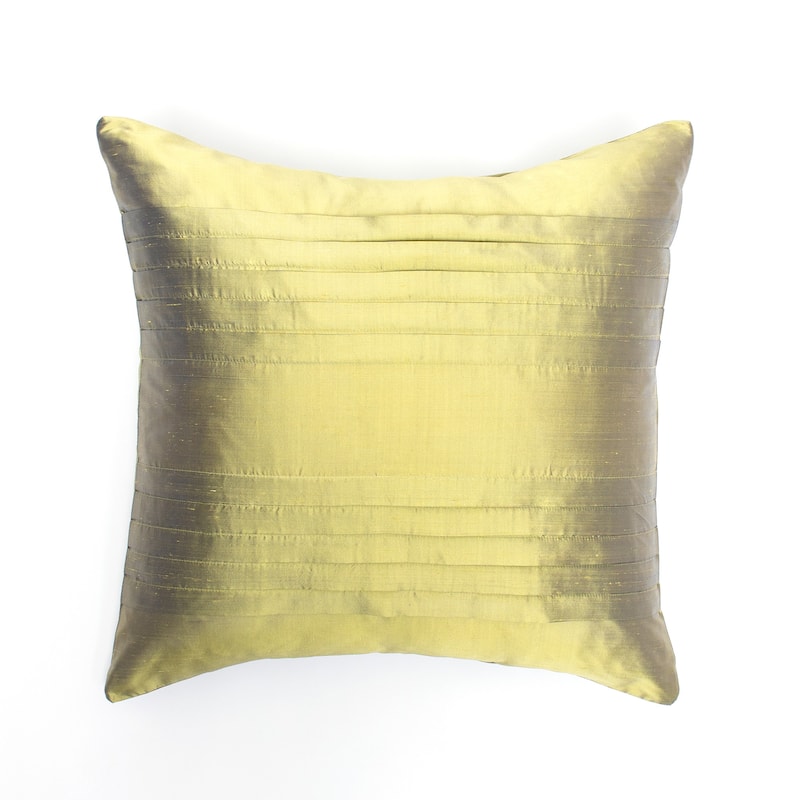 Royce Dupioni Silk 24 Inch Throw Pillow - Green-Yellow