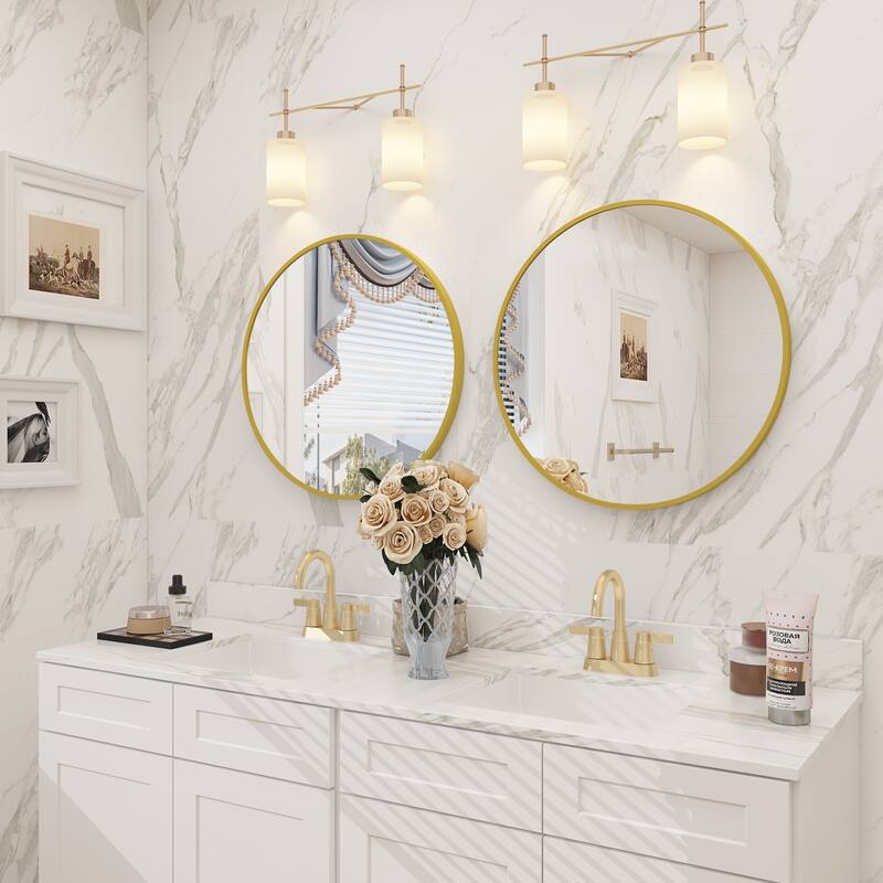KIOTEE Full Length Round Aluminum Alloy Framed French Cleat Mounted Wall Decor Bathroom Vanity Mirror with 5-Year Warranty