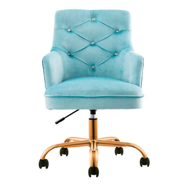 Tufted Velvet Swivel Adjustable Home Office Chair Gold Glide Casters Overstock 31784230 Pink