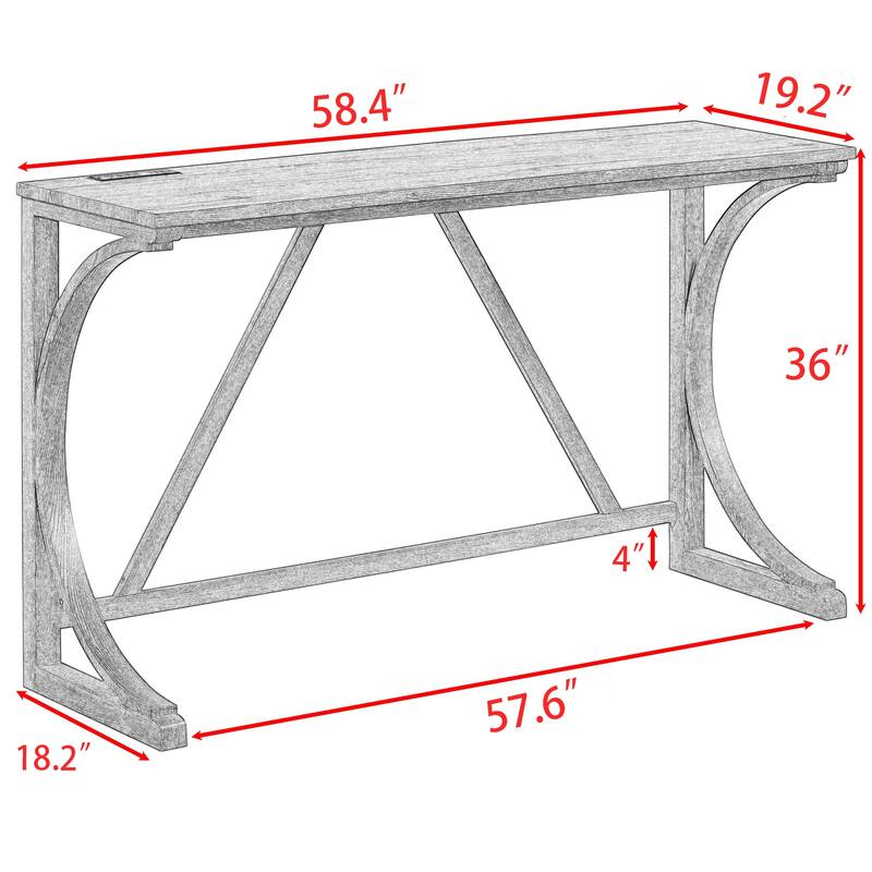 Roomfitters 4-Piece Bar Table Set with Power Outlet and Stools, Industrial Pub Dining Table for Living Room