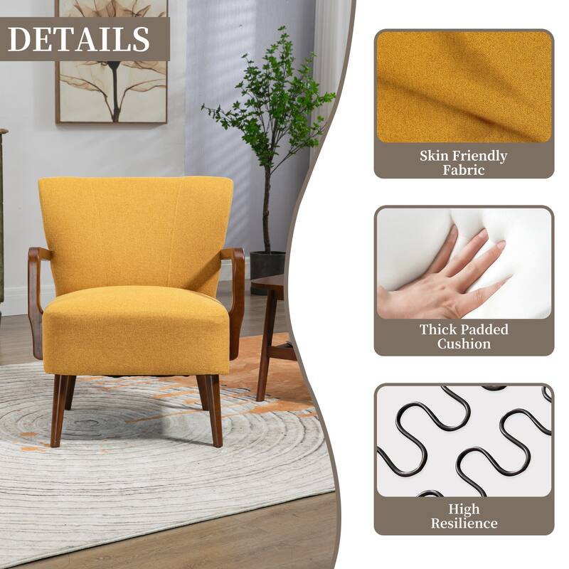 Modern chairs in the living room, wooden frame armchairs