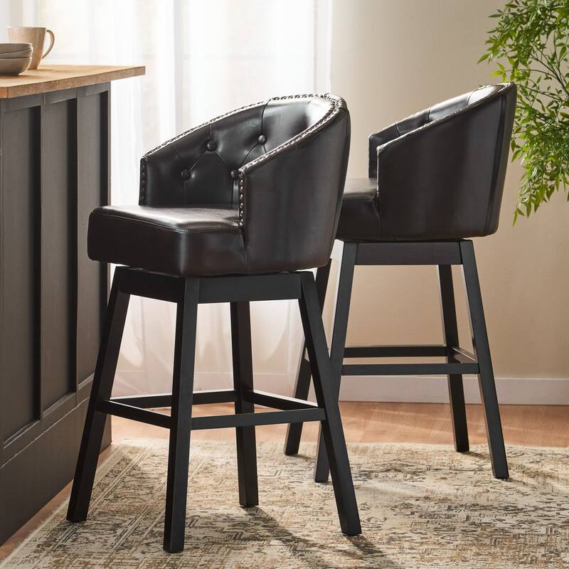 Roomfitters Swivel Barstool Set of 2, Modern Kitchen Seating, Brown