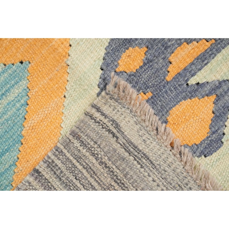 Hand Woven Oriental 100% Wool Carpet Southwestern Tribal Multi-Colored Kilim Area Rug - 9' 8'' X 6' 7''