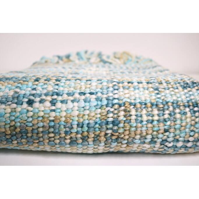 Home&Manor Handcrafted Wool & Cotton Throw Blanket Sunnyside Loom