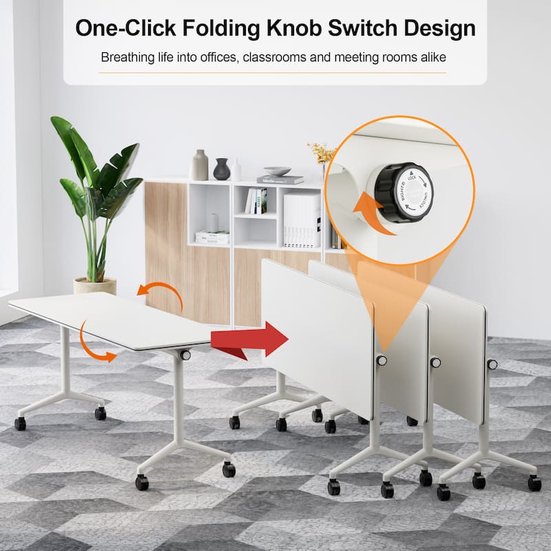 63'' Flip-top Office Confrence Table Set with Chair