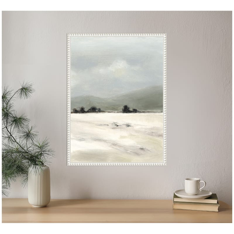 Kate and Laurel Sylvie Beaded December Mist 2 Framed Canvas by Mackenzie Nelson