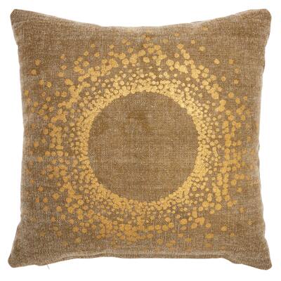 Mina Victory Life Styles Beige Throw Pillow , ( 18" x 18" )