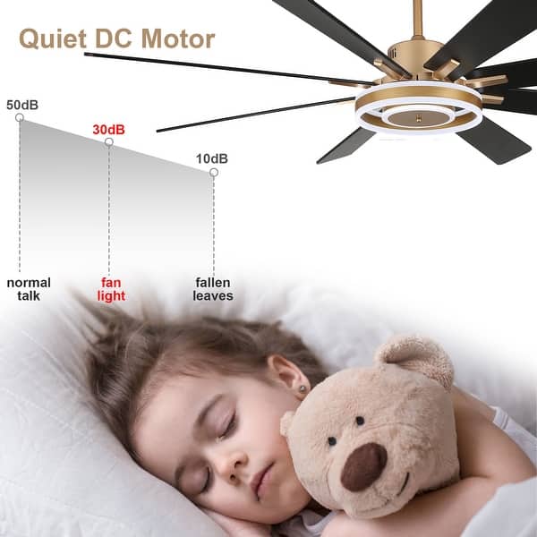 dimension image slide 3 of 6, Bella Depot 72" Modern Large Ceiling Fan 6-speed Reversible with Dimmable Light and Remote for Family Room