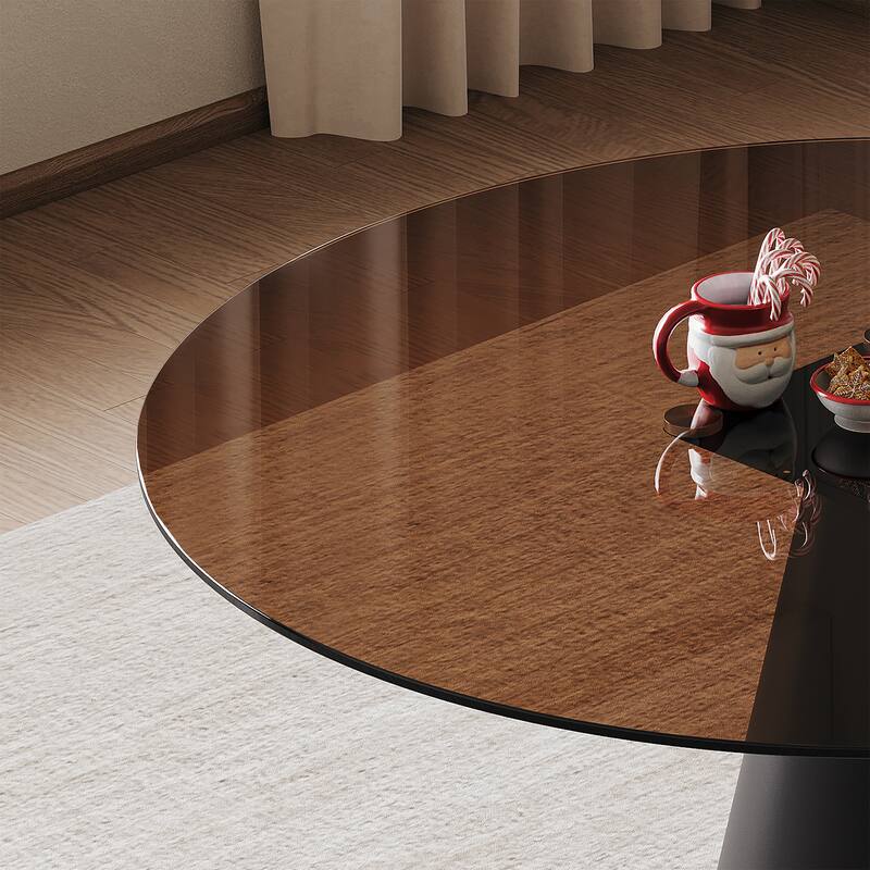 5 Piece Dining Set Round Glass Top Table Carbon Steel Base 4 Chairs for Small Spaces