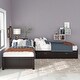 preview thumbnail 3 of 9, Twin Size Table L-shaped Bed with Trundle and Storage Drawers Linked, Pine Wooden Platform Bed with Built-in Desk, Brown