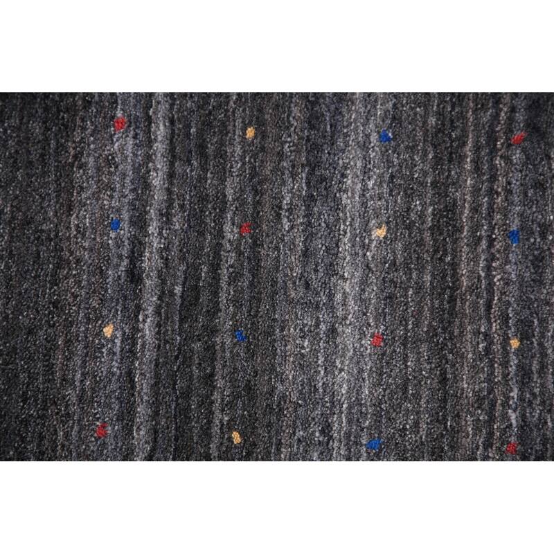 Striped Gabbeh Oriental Square Area Rug Hand-Knotted Wool Carpet - 8'1" x 7'10"