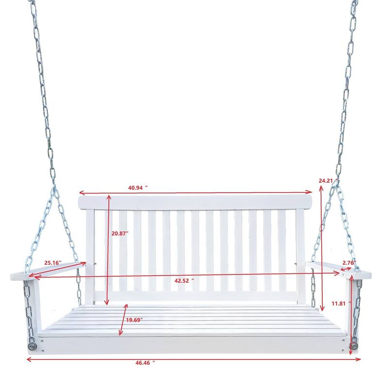Armrest Wood Bench Swing with Hanging Chains