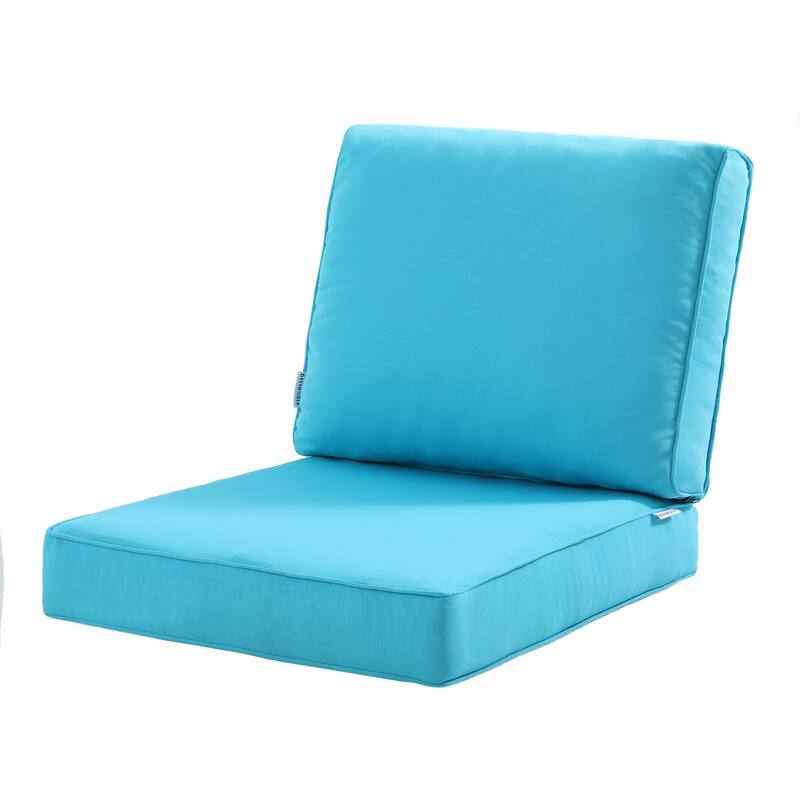 Outdoor Waterproof Rectangle Deep Seat Chair Cushion - Light Blue