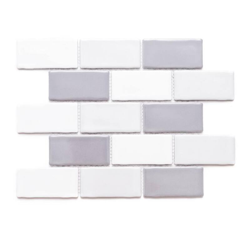 The Tile Life Metro 12x11 Grey/ White Brick Porcelain Backsplash Wall Tile