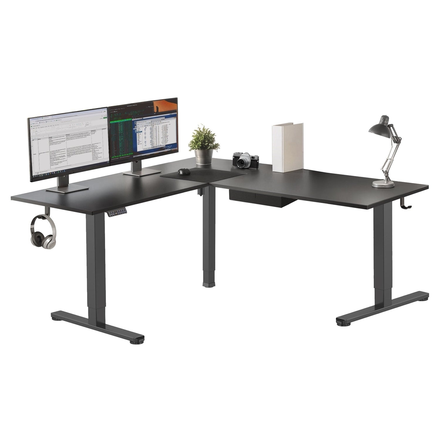 Mount-It! XL 75"W Electric Corner Adjustable Standing Desk, Black (MI-15024)