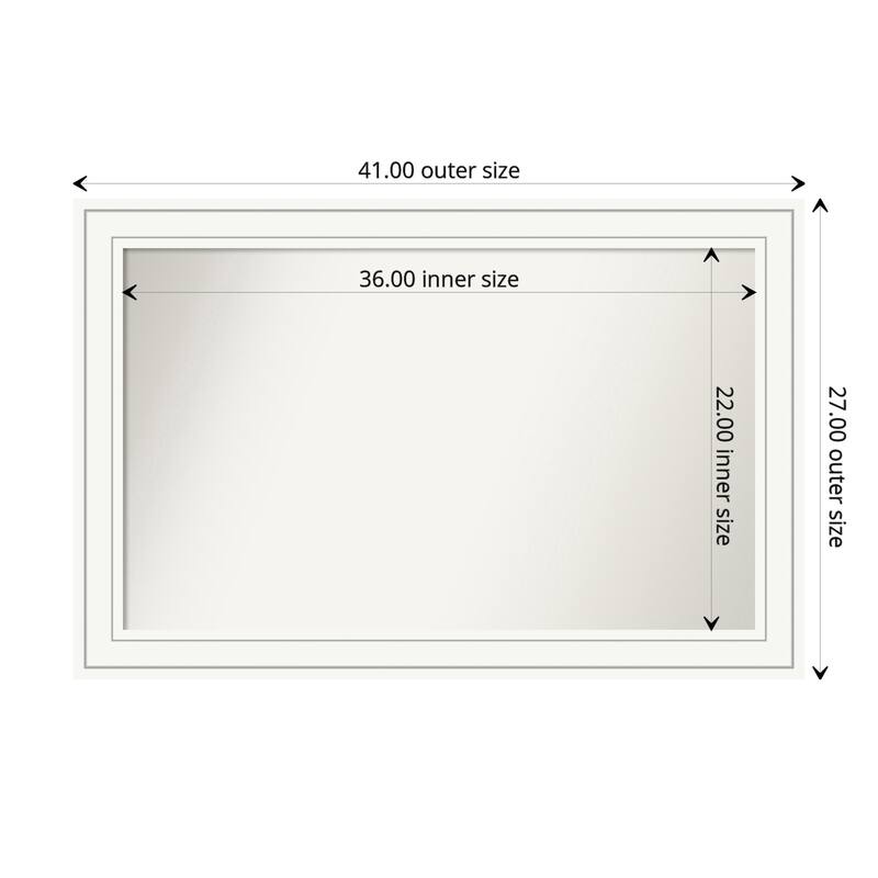 Craftsman White Framed Non-Beveled Custom Wall Mirror, Bathroom Vanity Mirror - Outer Size: 41 x 27