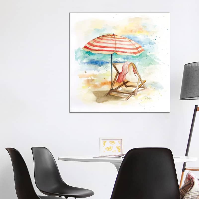 iCanvas "Umbrella on the Beach II" by Patricia Pinto Canvas Print - 37x37x1.5