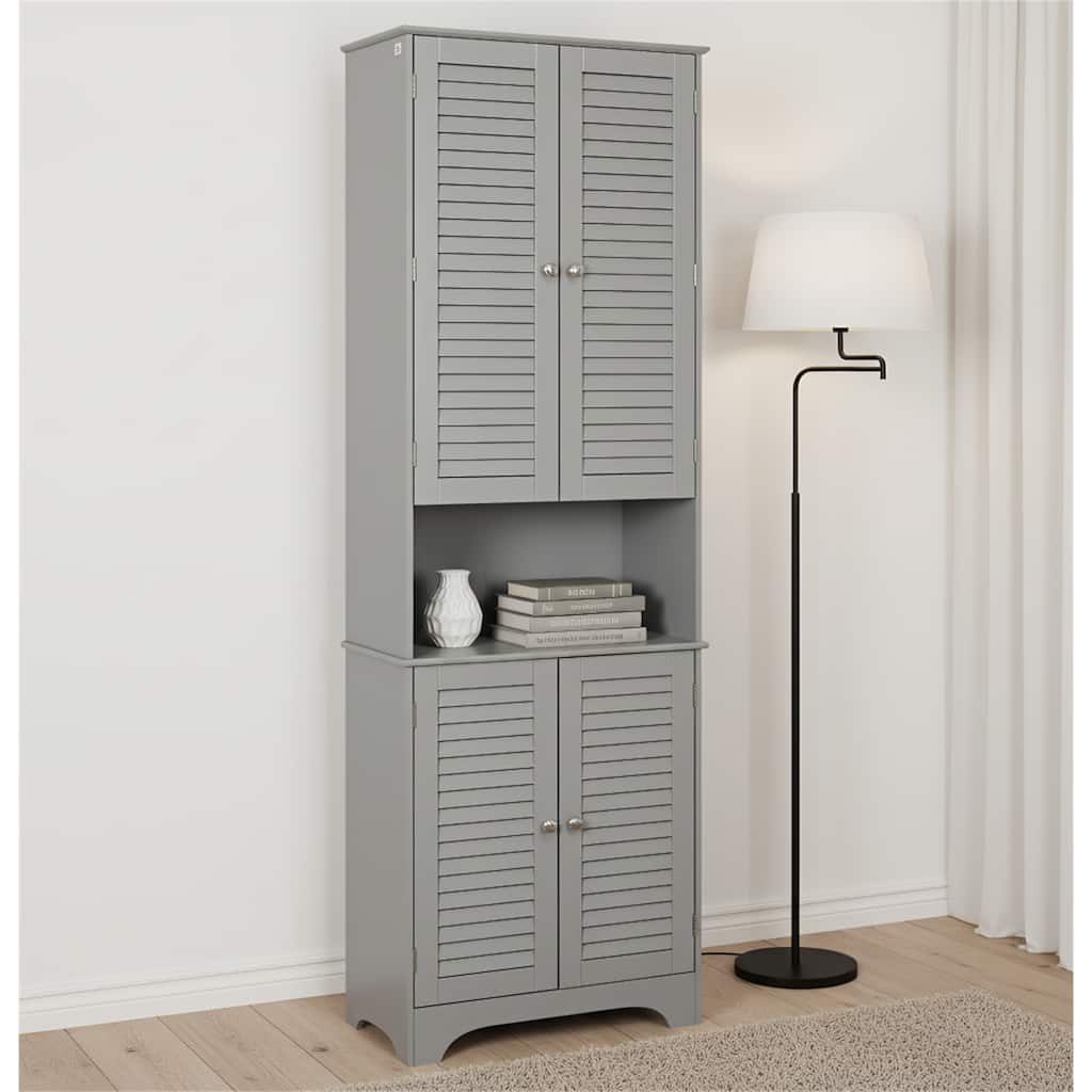 Tall, Narrow Storage Cabinet with Adjustable Shelf & Doors for Bathroom