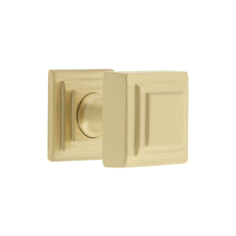 Grandeur CARR-BRASS-KNOB-CARR Carre 1-1/4" Solid Metal Stepped Square - Satin Brass