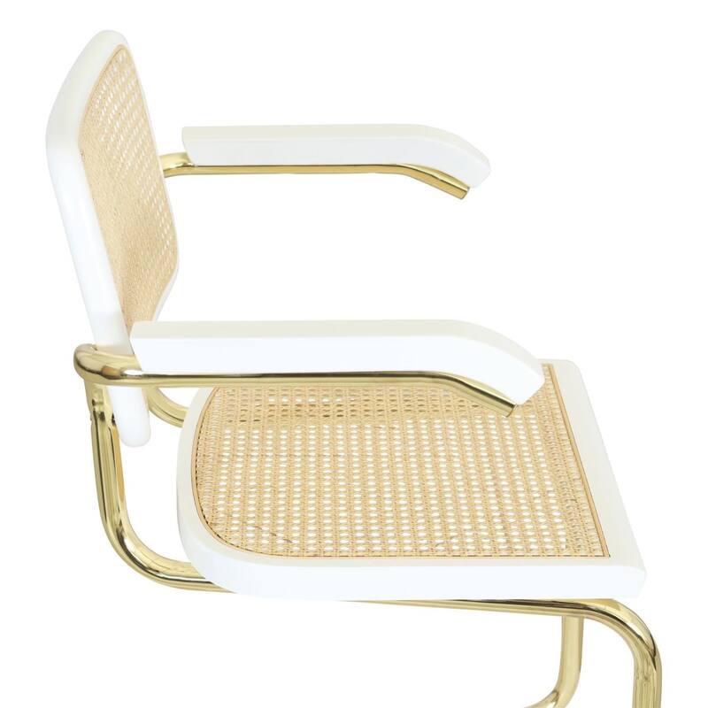 Breuer Chair Company Marcel Breuer Cesca Cane Cantilever Armchair Arm Chair w/ Brass Steel Frame (Various Wood & Cane Colors)