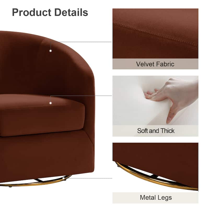 Eleuterio Modern Upholstered Swivel Accent Barrel Chair with Metal Base Set of 2 by HULALA HOME