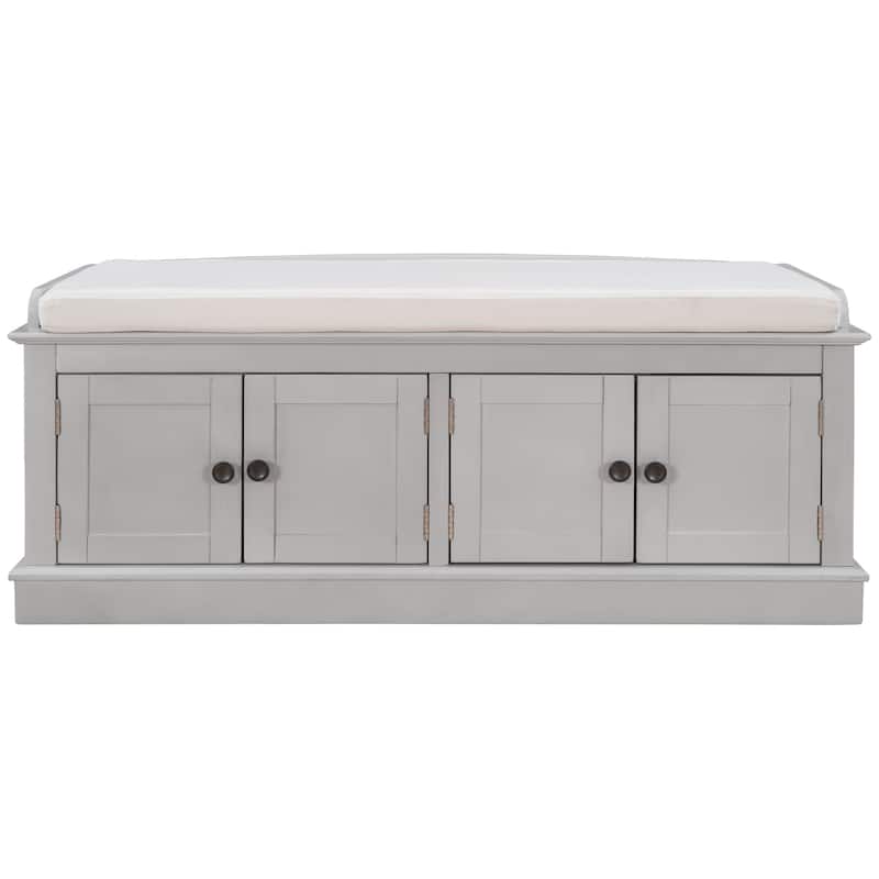 Storage Bench with 4 Doors and Adjustable Shelves