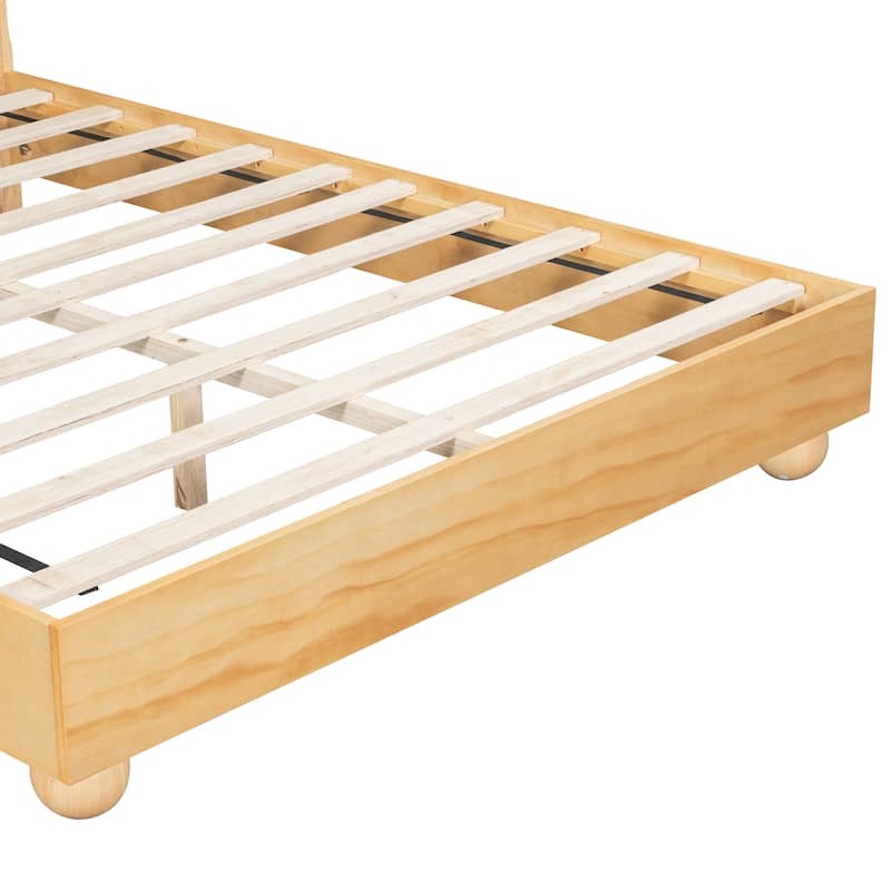 Christopher Knight Home - Anna Natural Wood Bed Frame With Reeded Headboard