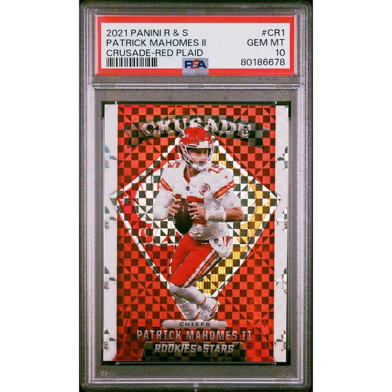 Patrick Mahomes 2021 Panini R&S Crusade Red Plaid Card #CR1 Graded PSA 10 - 8'6" x 11'6"