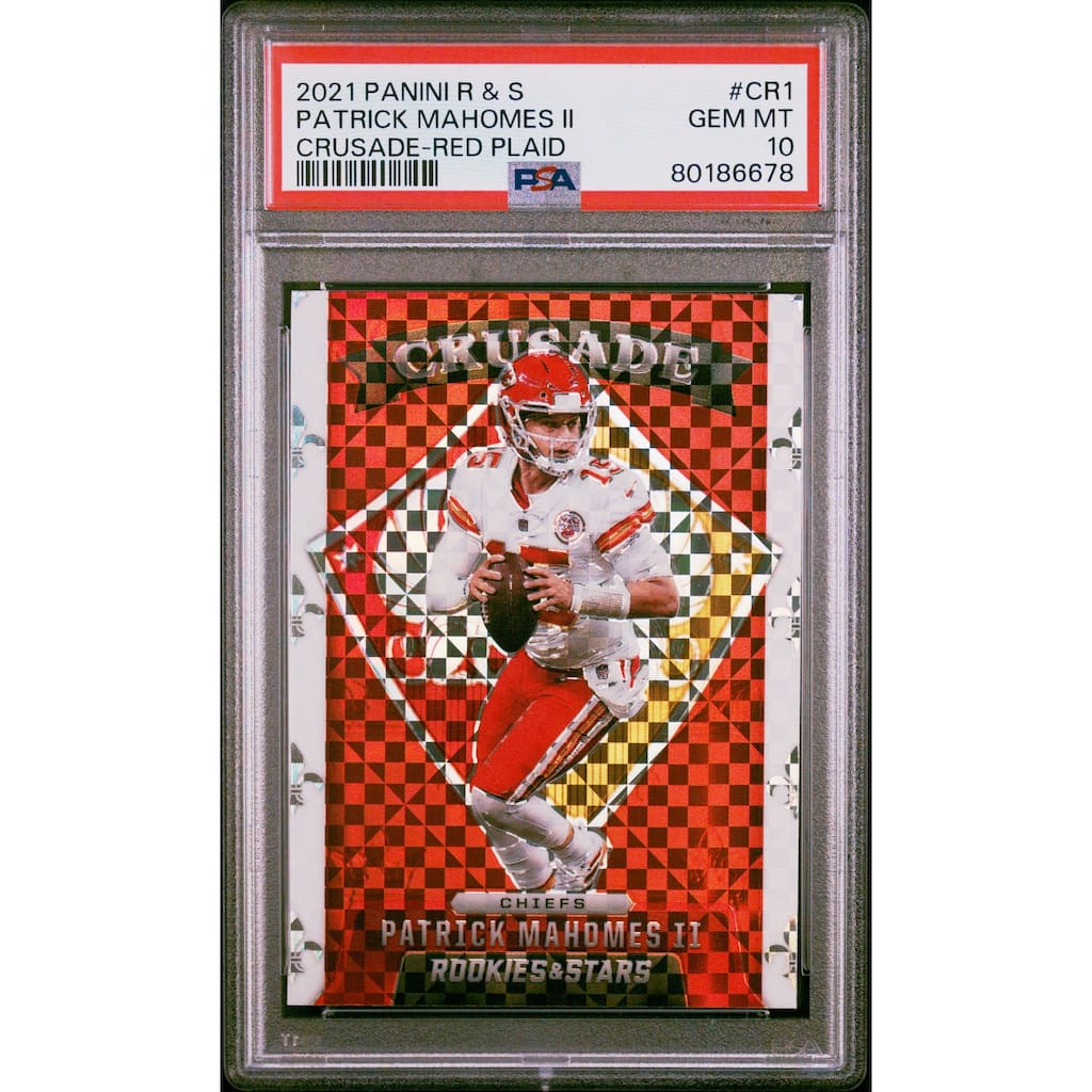 Patrick Mahomes 2021 Panini R&S Crusade Red Plaid Card #CR1 Graded PSA 10 - 8'6" x 11'6"