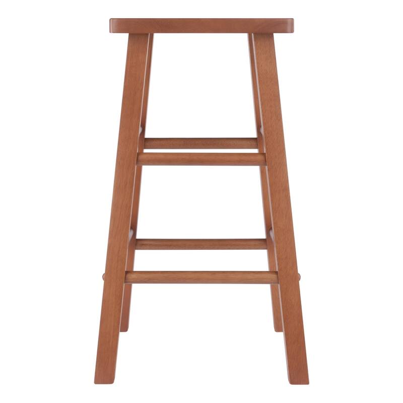 Wooden Square Seat Counter Stool - 24" - Teak Finish