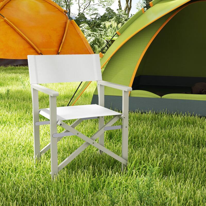 Gymax Folding Director Chair w/ Acacia Wood Frame & Machine Washable