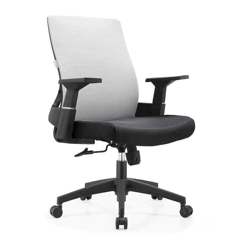 Brio Modern Ergonomic Office Desk Chair with Adjustable Height, Swivel, Breathable Fabric, Durable ABS Frame, Easy Assembly - White
