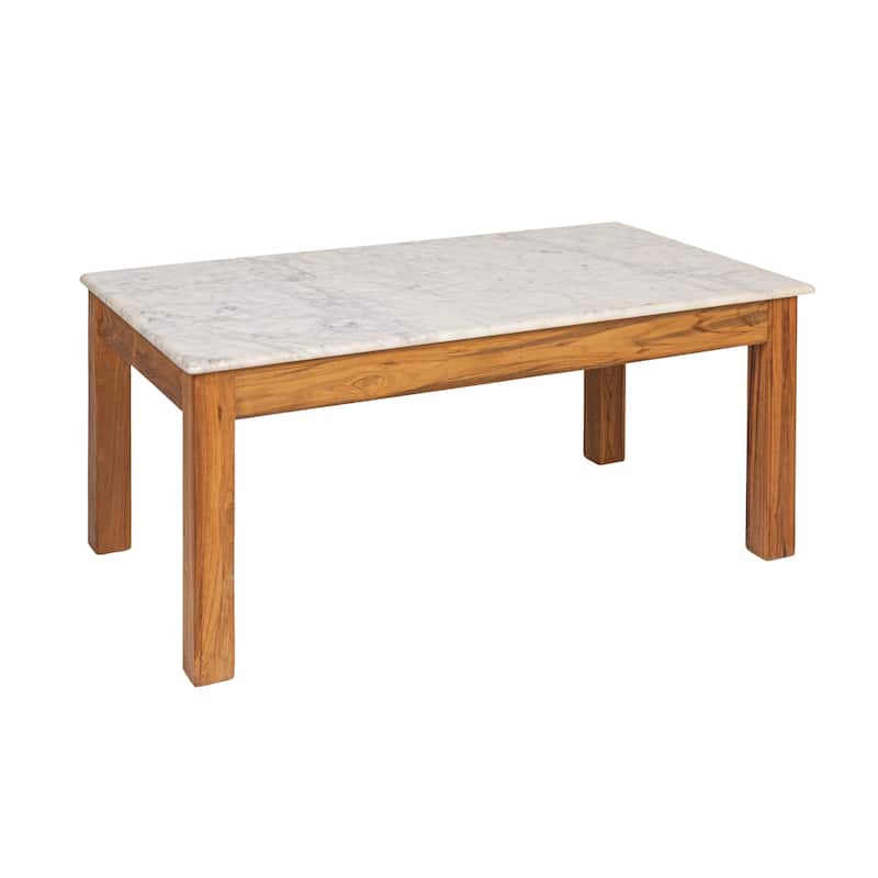 Elliot Teak and Marble Coffee Table - Natural