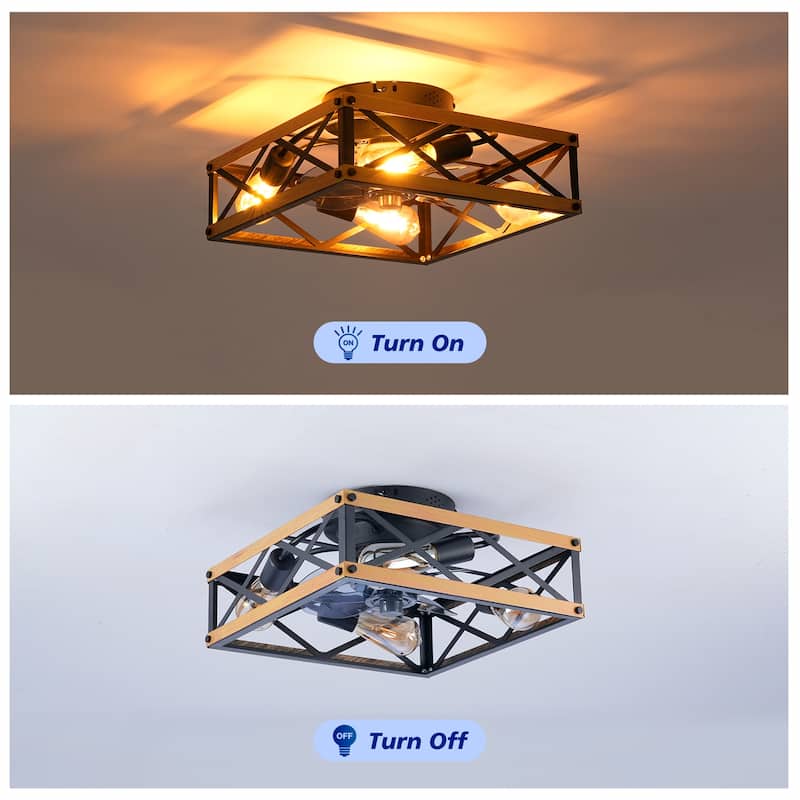 22.6" Flush Mount Ceiling Fan w/ Reversible Motor and Remote Control, NOT Included Bulbs