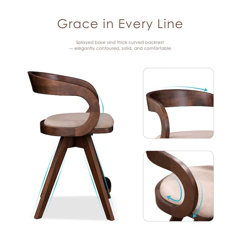 Furniture of America Abigail IX Mid-century Modern Handcrafted Rubberwood Counter Height Dining Chairs (Set of 2)