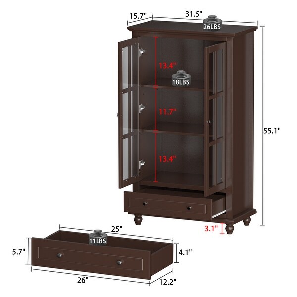 Timechee 31.5'' W Curio Cabinet Bookcase Display Cabinet