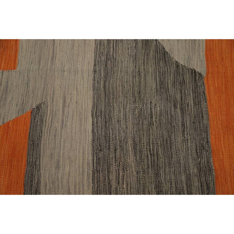 Hand Woven Oriental 100% Wool Carpet Southwestern Tribal Greys & Charcoal Kilim Area Rug - 7' 8'' X 5' 0''