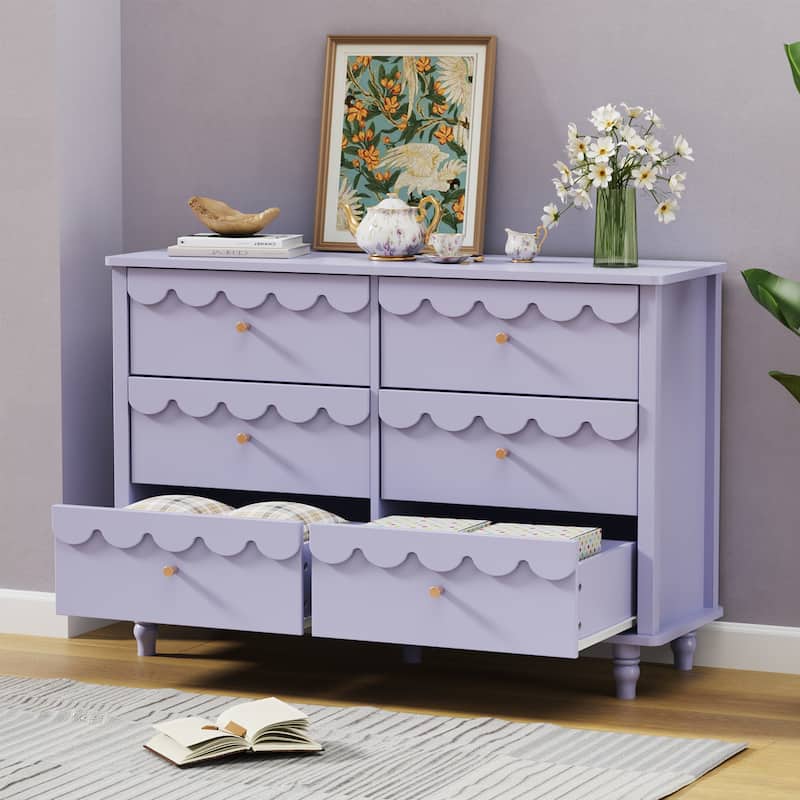 Whimsical Cloud Dresser with 6 Drawers Cute Kids Bedroom Storage