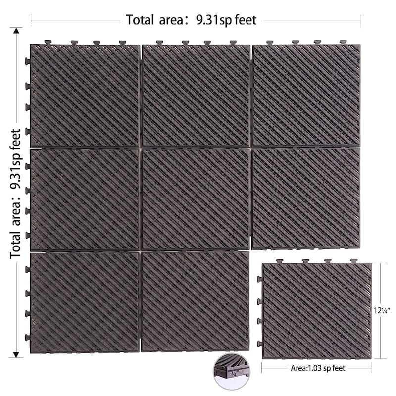 12"x12" Patio Square Composite Interlocking Decking Tiles (Pack of 27)