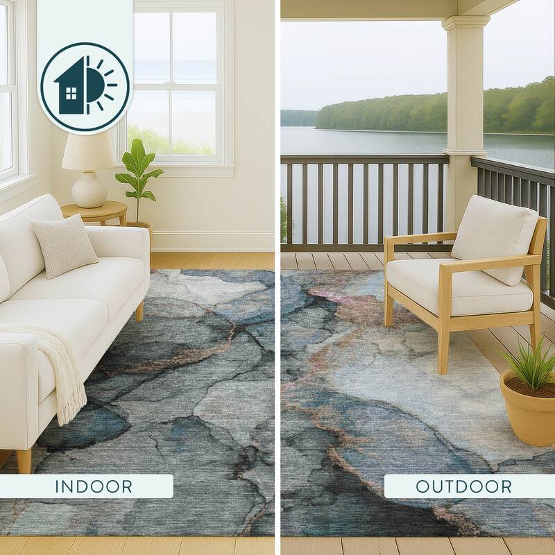 Machine Washable Indoor/ Outdoor Modern Brush Chantille Rug