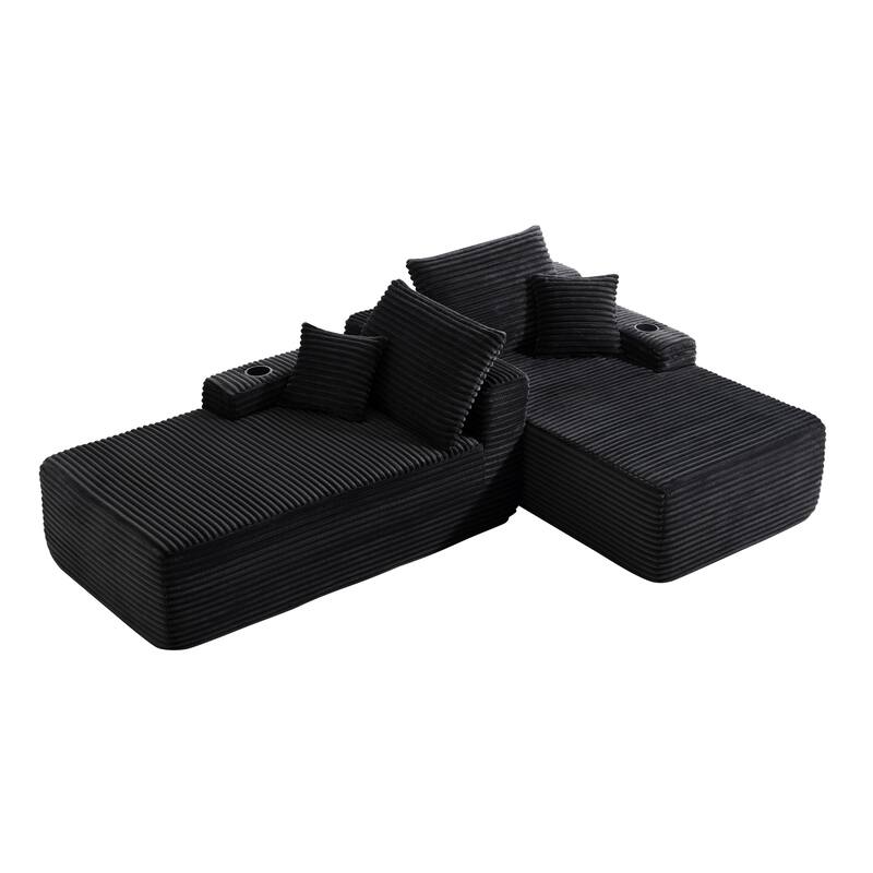 Oversized Boneless Double Chaise Lounge, Sectional Deep Seat Cloud Couch, Oversized Compressed Loveseat Sleeper Sofa