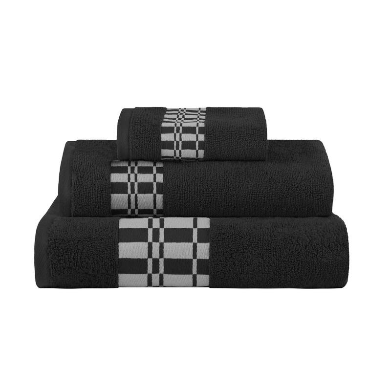 Superior Larissa Cotton Embroidered Geometric Border 3-Piece Towel Set