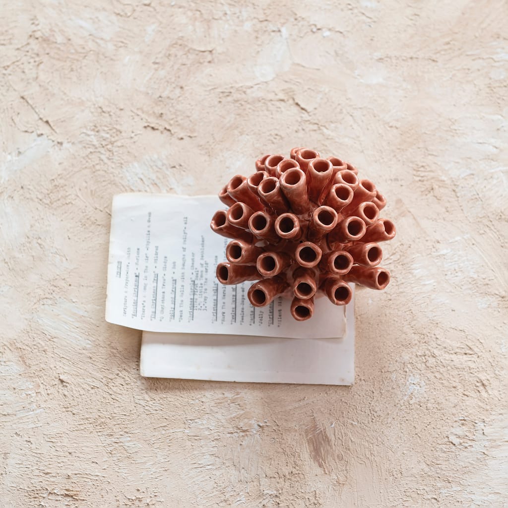 Stoneware Coral Shaped Vase with Crackle Glaze