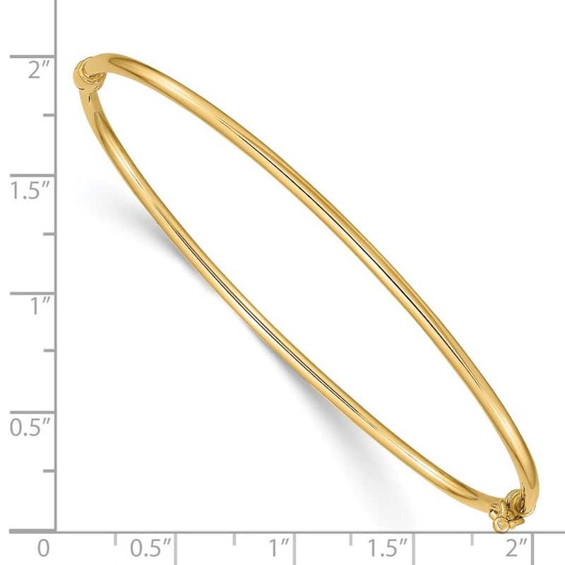 Curata 14k Yellow Gold Polished Hollow tube Safety clasp No safety bar Hinged Bangle Bracelet