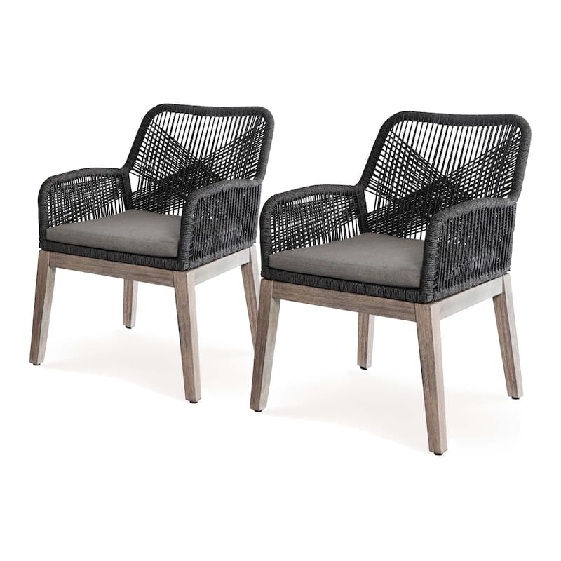 Buy 2 Ottawa Rope Patio Chairs Acacia Wood Frame - Grey