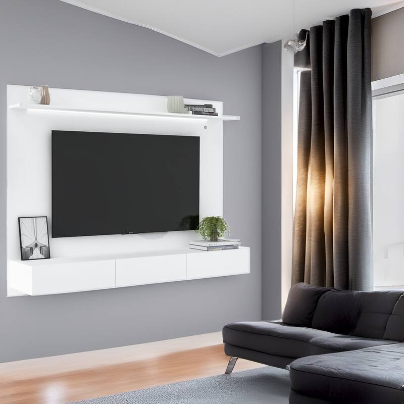 70 in. Modern Floating Entertainment Center Wall Mounted Entertainment Center Wall Unit TV Wall Panel TV Mount Wall Theater