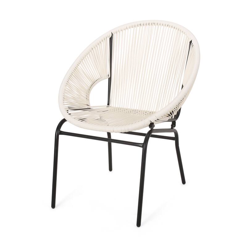 Nusa Outdoor Modern Rattan Club Chair (Set of 2) by Christopher Knight Home - White + Black